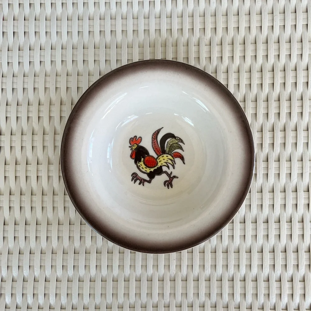 Vintage Poppytrail Metlox California Red Rooster Ivory Rim Fruit/Dessert Plate